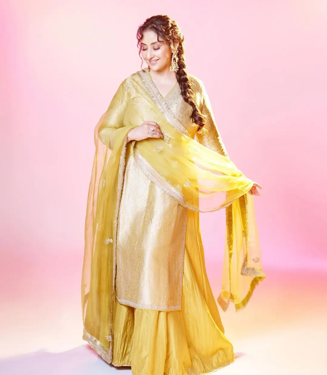 Bollywood Actress Manisha Koirala Stills in Yellow Dress